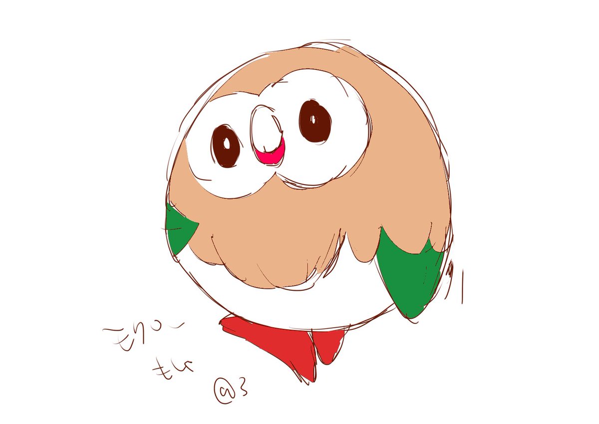 rowlet no humans pokemon (creature) white background owl animal focus solo simple background  illustration images