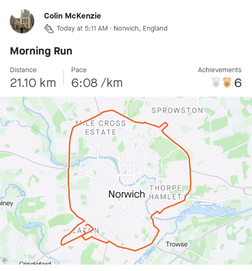 McJaff's tweet photo. Early morning, half marathon lap, of #Norwich

I'm currently training for the @LondonMarathon and raising money for the amazing charity @GetKidsGoing 

If you can, please help:

https://t.co/pYFUv0TXai

#RunFatBoyRun #FatNotFit #LondonMarathon #Training #HalfMarathon #ThatHurt https://t.co/g4sxnqIORB