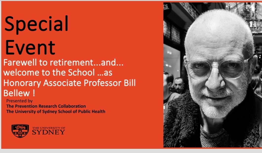billbellew's tweet photo. #ByeByeBilly #Retirement #HonoraryAP
#WriteAFewWordsOfFarewell 👋🙌
I am in the process of retirement ...also taking up a new role as Honorary Associate Professor at the School of Public Health. Write a few lines to say goodbye? I will share messages at my farewell event ❤️ ☘️ https://t.co/vt47fSaIOP