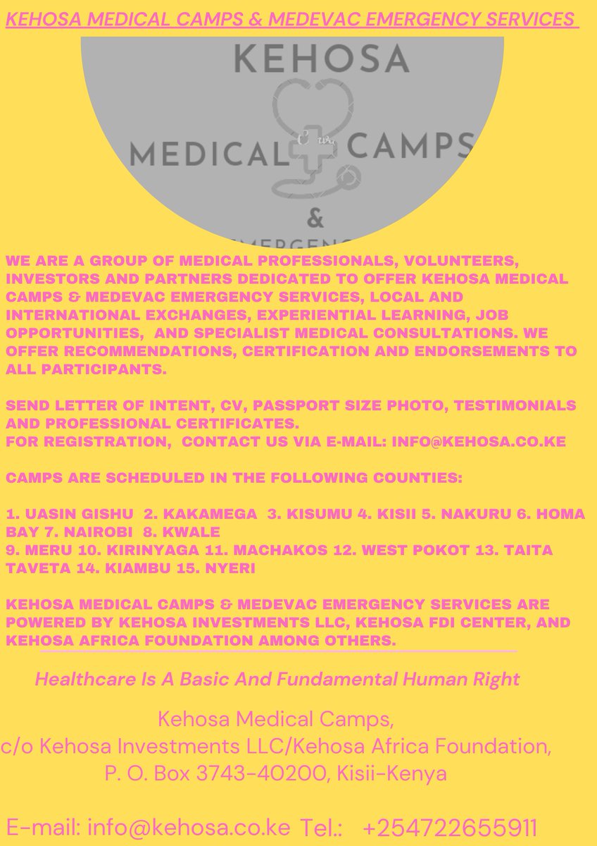Do you believe that #Healthcare Is A Basic And Fundamental Human Right? If you do, please take action now as we roll out @KehosaMedical Camps in rural Africa. @ClimateChange47 @CalVolunteers @UNVolunteers @VolunteersWeek @volunTEENnation @WHO @WHOKenya @USAIDKenya