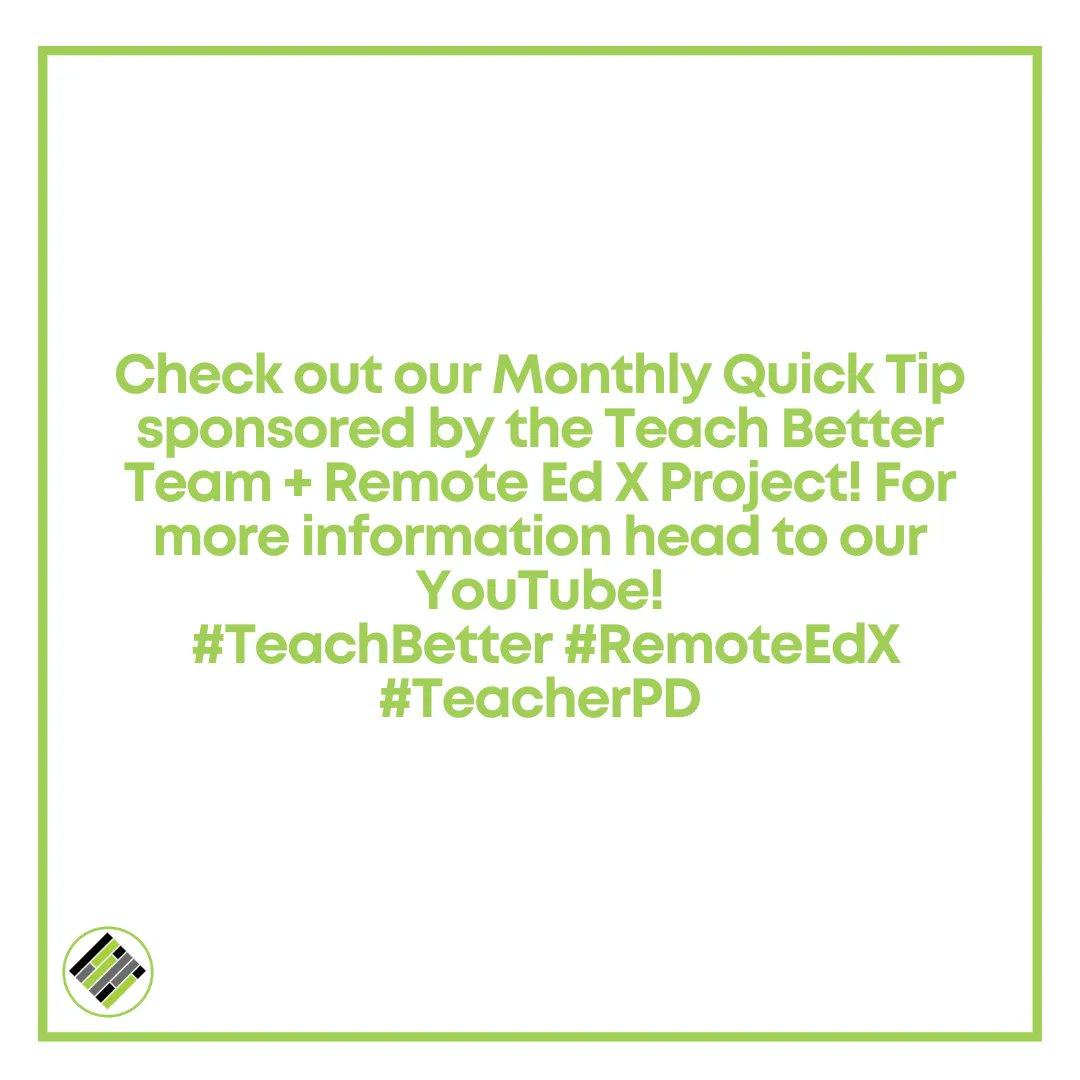 teachbetterteam's tweet photo. The team will be working with each ESC to strategically plan and execute customized training! As part of this we are starting a Monthly Quick Tip sponsored by the Teach Better Team + Remote Ed X Project! https://t.co/GQXJrL0SDA! #TeachBetter #RemoteEdX #TeacherPD https://t.co/6sqKsGTLSr