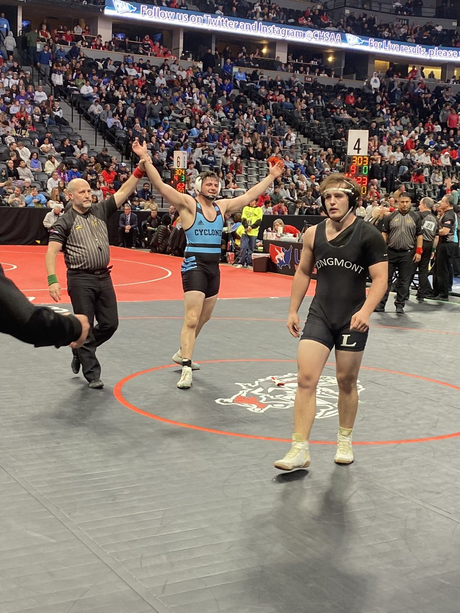4A <a href="/CHSAA/">CHSAA</a> State Wrestling- <a href="/PuebloWestHS/">Pueblo West HS</a> Senior Thomas Mayer pins his way into the state finals tomorrow night! #Cyclonepride