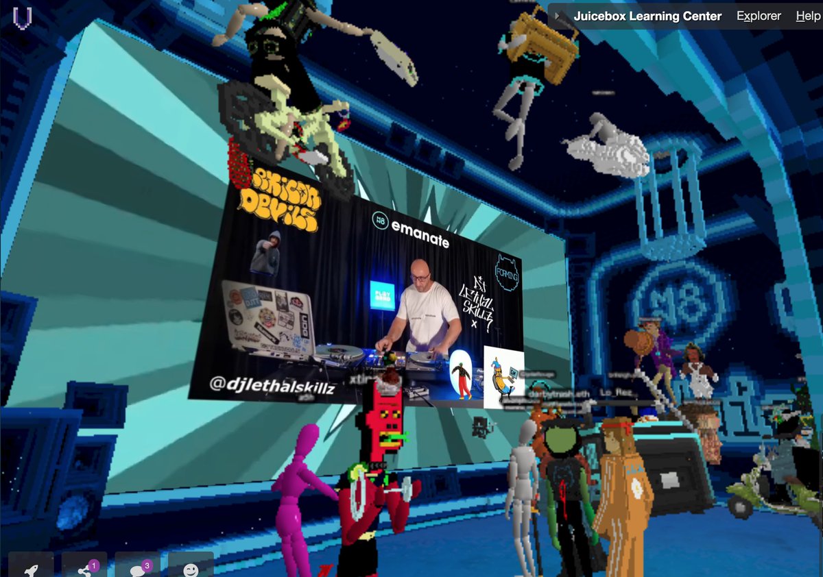 The amazing @djlethalskillz tearing it up at #FormingMN8party in @cryptovoxels 

@EmanateOfficial