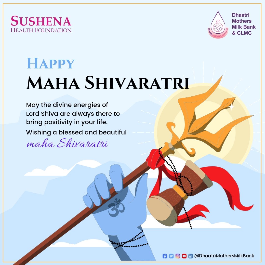 dhaatrimilkbank's tweet photo. Happy Maha Shivaratri..
May the divine energies of Lord Shiva are always there to bring positivity in your life. Wishing a blessed and beautiful maha shivaratri..
#MahaShivaratri #MahaShivaratri2023 #Shiva #HaraHaraMahadev #Breastfeeding #BreastMilk #Dhaatri #Sushena #MAA https://t.co/JFs4cWCFrJ