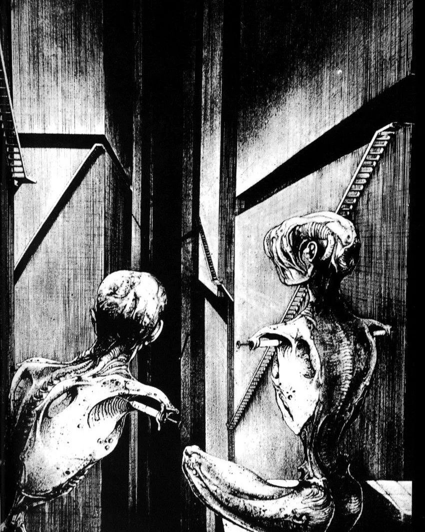 ryut's tweet photo. Original Schacht IV by HR Giger, 1966 https://t.co/LvJNKOLHkh