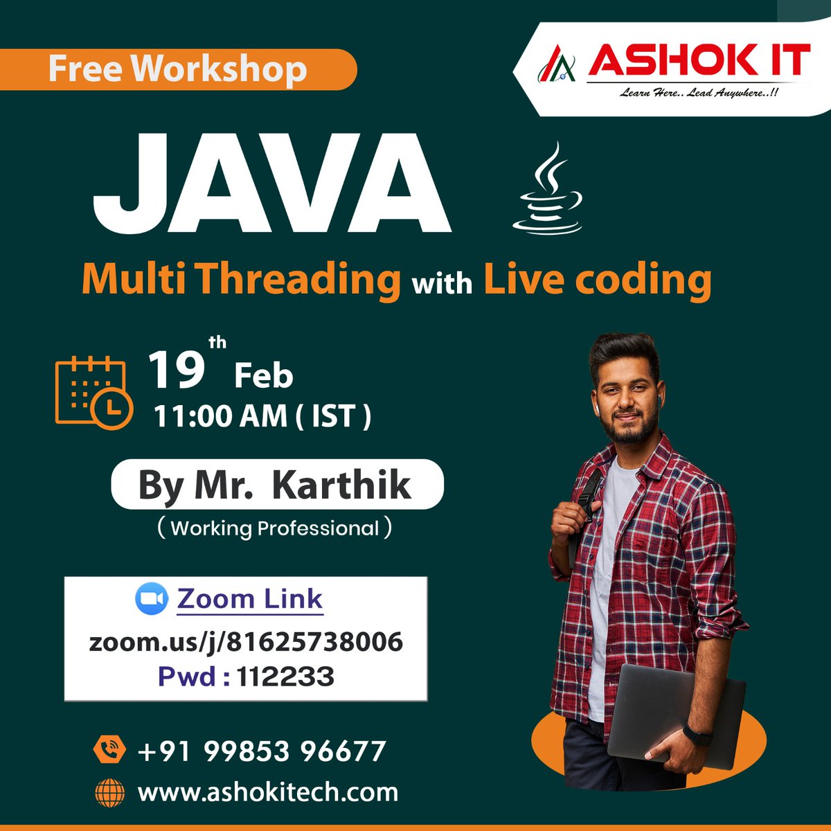 ashokitschool's tweet image. 🛑Free Workshop🛑
✍️ Enroll Now : bit.ly/3xnIrA1
👉 Workshop On 19th-Feb @ 11:00 AM IST
🌐 Visit : ashokitech.com
📞 Contact Us : ashokitech.com/contact-us
CALL NOW: +919985396677
#javamultithread #java #workshoponjava #workshop #coding
#livecoding #freeworkshop