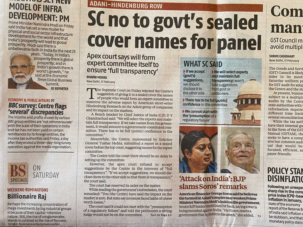 Dear #CJIChandrachud, it’s not the Supreme Court’s remit to examine a US short-seller’s report on a listed Indian company. It’s the remit of market regulator #SEBI. 

SC’s job is to interpret the law. Focus on that.