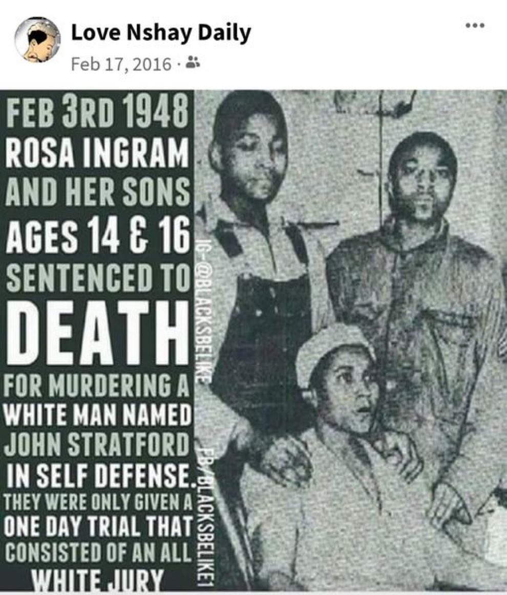 dijoni's tweet photo. History that you did not know about. They were given the death penalty because they stood up against the rapist white supremacists. True story. https://t.co/zxL8l1xqKK