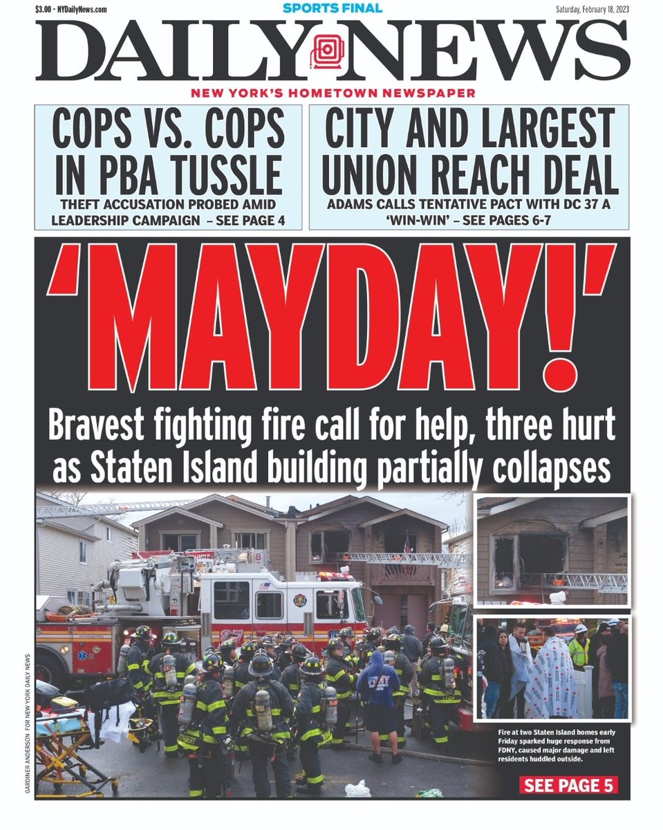 NYCEMSwatch's tweet image. Tomorrow's front page of the New York Daily News.
#FDNY