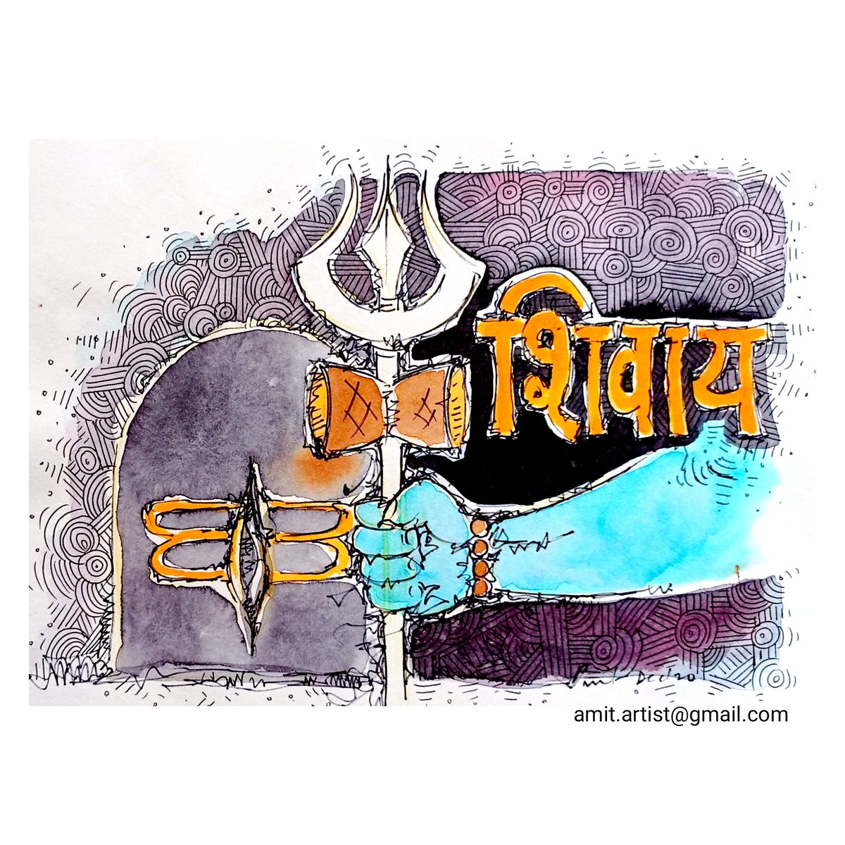 amitpainter's tweet photo. #HappyShivRatri #JaiShankar  🚩 

 #illustration 

#art #drawing #sketch #painting #watercolor #watercolorpainting #inkcolor #amitartist #amitpainter #delhiBEES #illustrationartists #hindu #hinduism #shiv #ShivArt #Mahadev #Bholenath https://t.co/9URjarnxi4