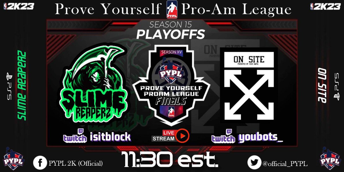 PYPL (@official_pypl) on Twitter photo THE FINALS
LIVE NOW!!!
@OnSitePS5 V <a href="/SlimeReaperz_/">SLIME REAPERZ 🟢🟢</a>
SR: twitch.tv/isitblock
OS: twitch.tv/youbots_
Don’t miss the epic conclusion of SZN 15!!! THE FINALS
LIVE NOW!!!
@OnSitePS5 V <a href="/SlimeReaperz_/">SLIME REAPERZ 🟢🟢</a>
SR: twitch.tv/isitblock
OS: twitch.tv/youbots_
Don’t miss the epic conclusion of SZN 15!!!