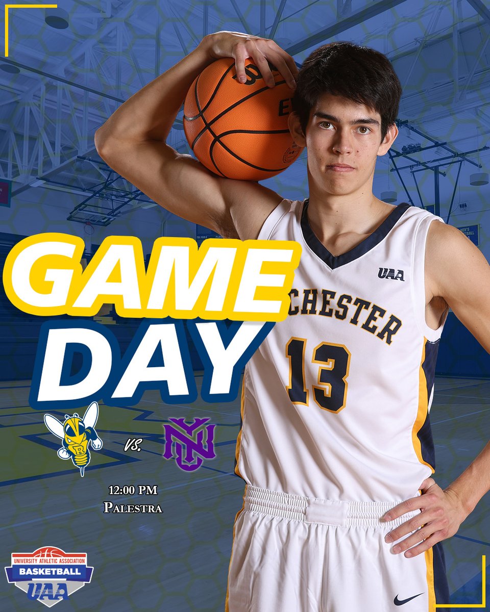 UofRathletics's tweet image. 🏀 IT&apos;S GAMEDAY‼️ 🏀

@URMensHoops looks for the season-series sweep at home against the Violets!!!!

🆚: NYU
⏰: 12:00 p.m.
📊: bit.ly/3CKDB0Y
📺: bit.ly/3XBh7Jb

#GoJackets // #d3mbb
