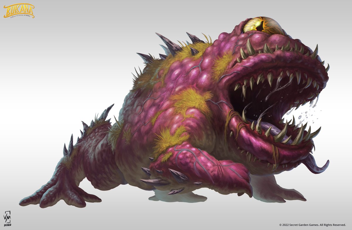 vonmilano's tweet image. Another commission done last year for Bukana: Gateway to the Sea of Skull, a D&amp;amp;D 5E supplement book based on Philippine Mythology creatures.

Here is my take on Punong - a giant, monstrous-looking frog. It has 1 large eye and 3 mouths.