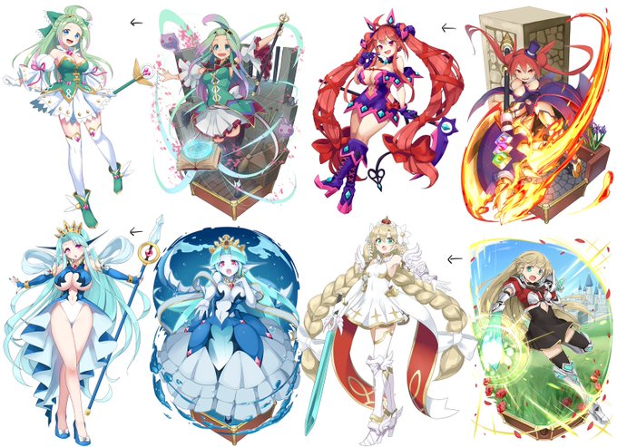 うちの魔法少女4人娘と、デザイン元になったファンタジー世界時代比べてみた 