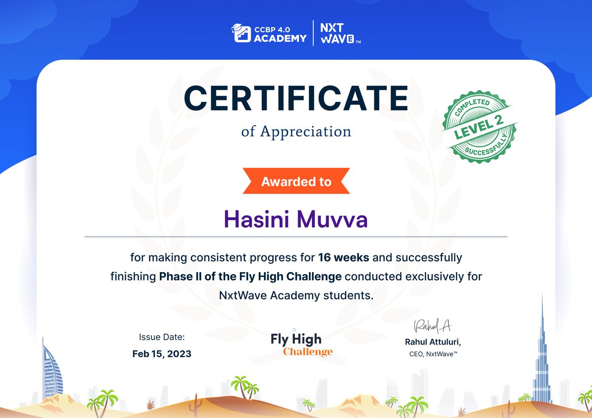 hasini_muvva's tweet photo. This my certificate of appreciation feeling happy for receiving this
Thank you #nxt_wave https://t.co/SA0ksnCGrz