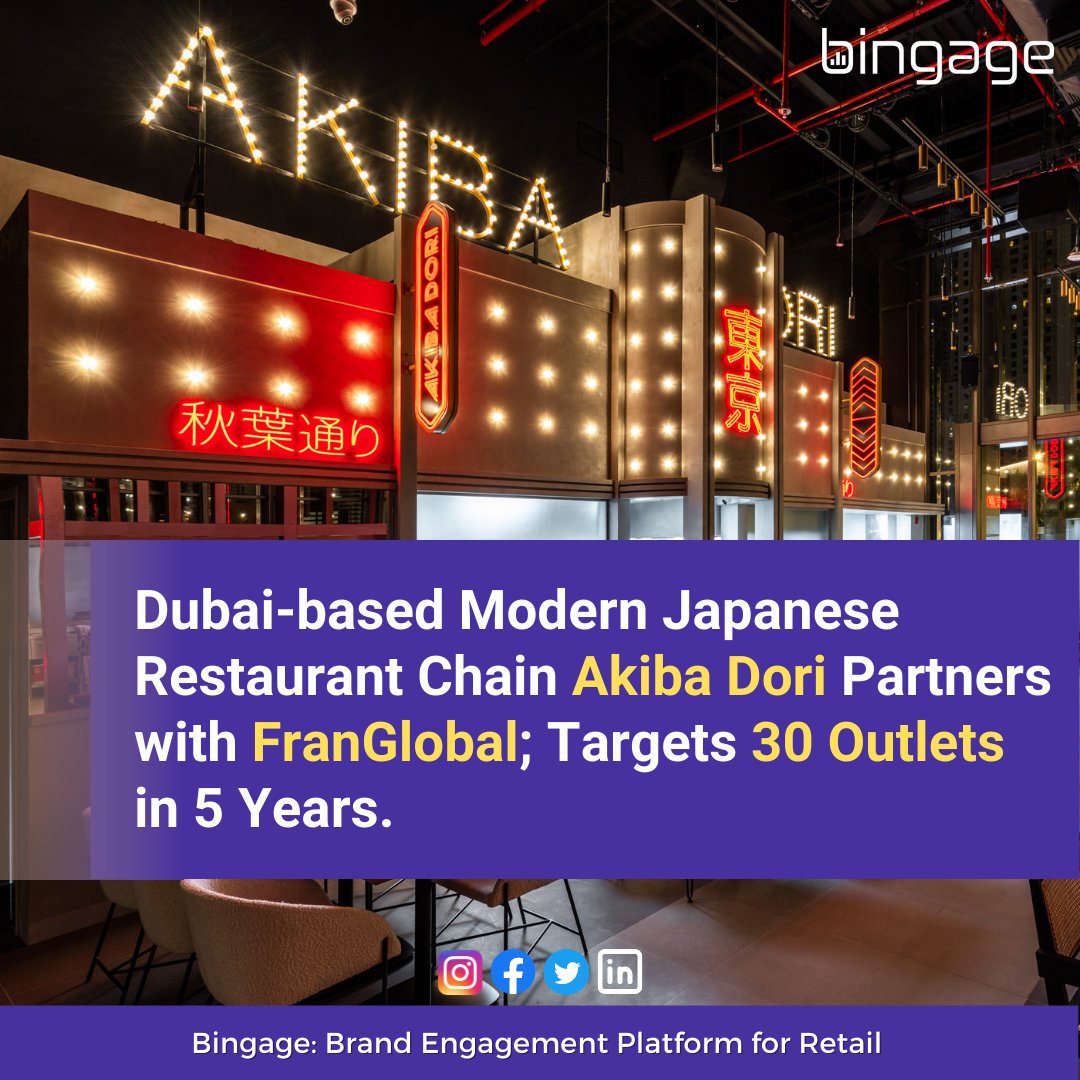 GetBingage's tweet photo. The group is eyeing major cosmopolitan locations within India over the next 5 years, bringing the signature Akiba Dori style and modern Japanese street food & Tokyo-style pizza that customers of the brand have enjoyed over the last 5 years in the UAE.
#retailbuzz #bingage https://t.co/NkMMZzxnCp