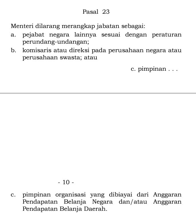 panca66's tweet photo. Udah jelas2 UU melarang menteri negara dilarang merangkap jabatan, malah dilanggar. Mau heran tapi kita tinggal di +62 https://t.co/wM34aqssBI