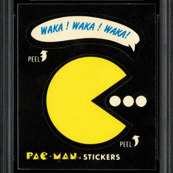 nicole_10000's tweet photo. Absolutely the most beautiful sticker ever created 1980 Fleer PacMan Blue Back #1 of a 54 sticker set, find it graded on #eBay by #PSA WAKA WAKA WAKA WAKA WAKA 1980 FLEER PacMan sticker, #card #cardcollection #ultimatecard EBAY #INVESTMENT https://t.co/p46xkmRIWO