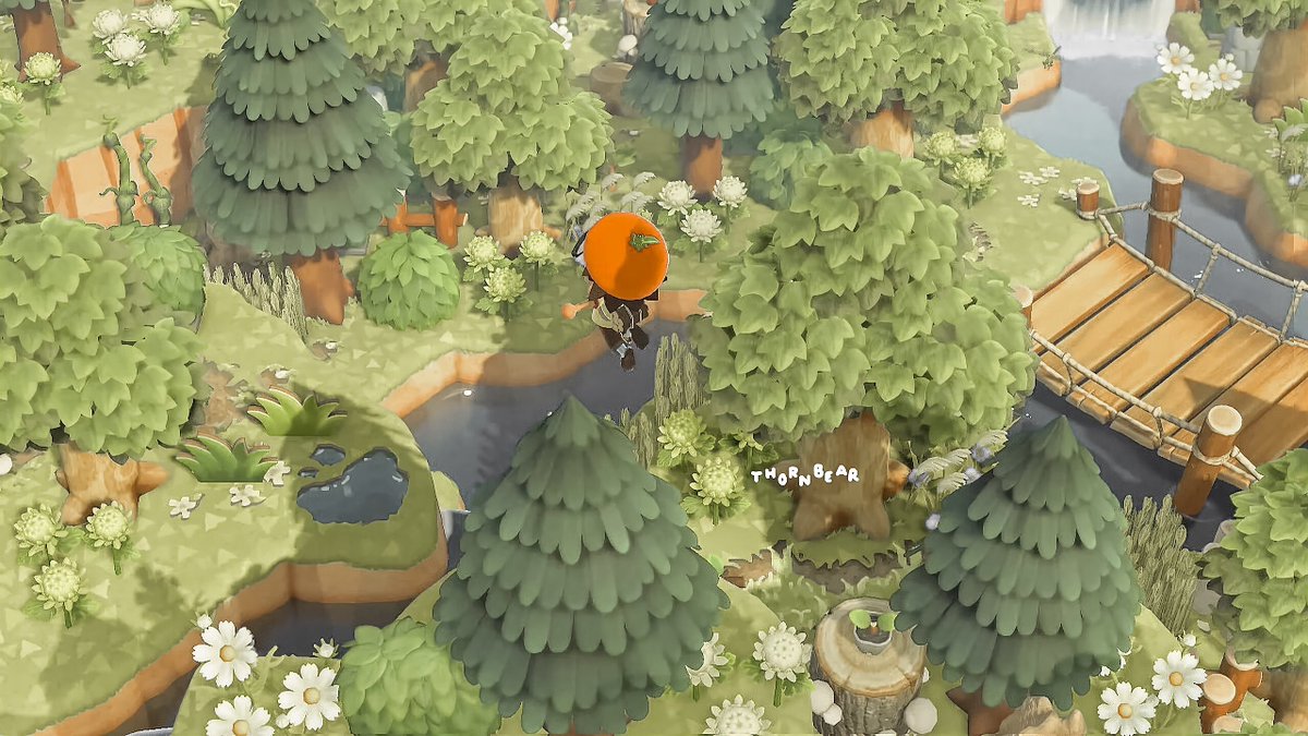 thrnbear's tweet image. little leaps over thornbear's creek 🍊💬 #animalcrossing