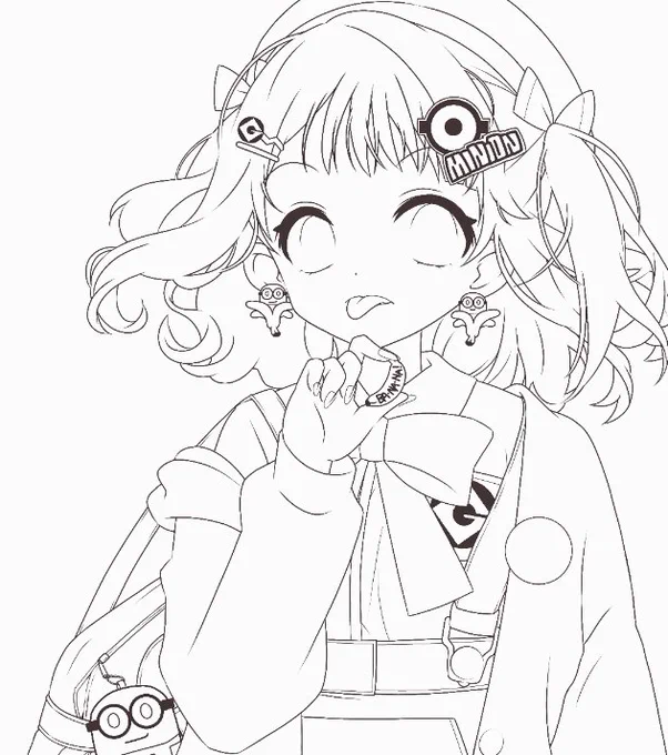 ミニオン女子線画✐

#お絵描き #イラスト 
#絵描きさんと繫がりたい 
#線画を晒すと誰かが色を塗ってくれるかもしれない 