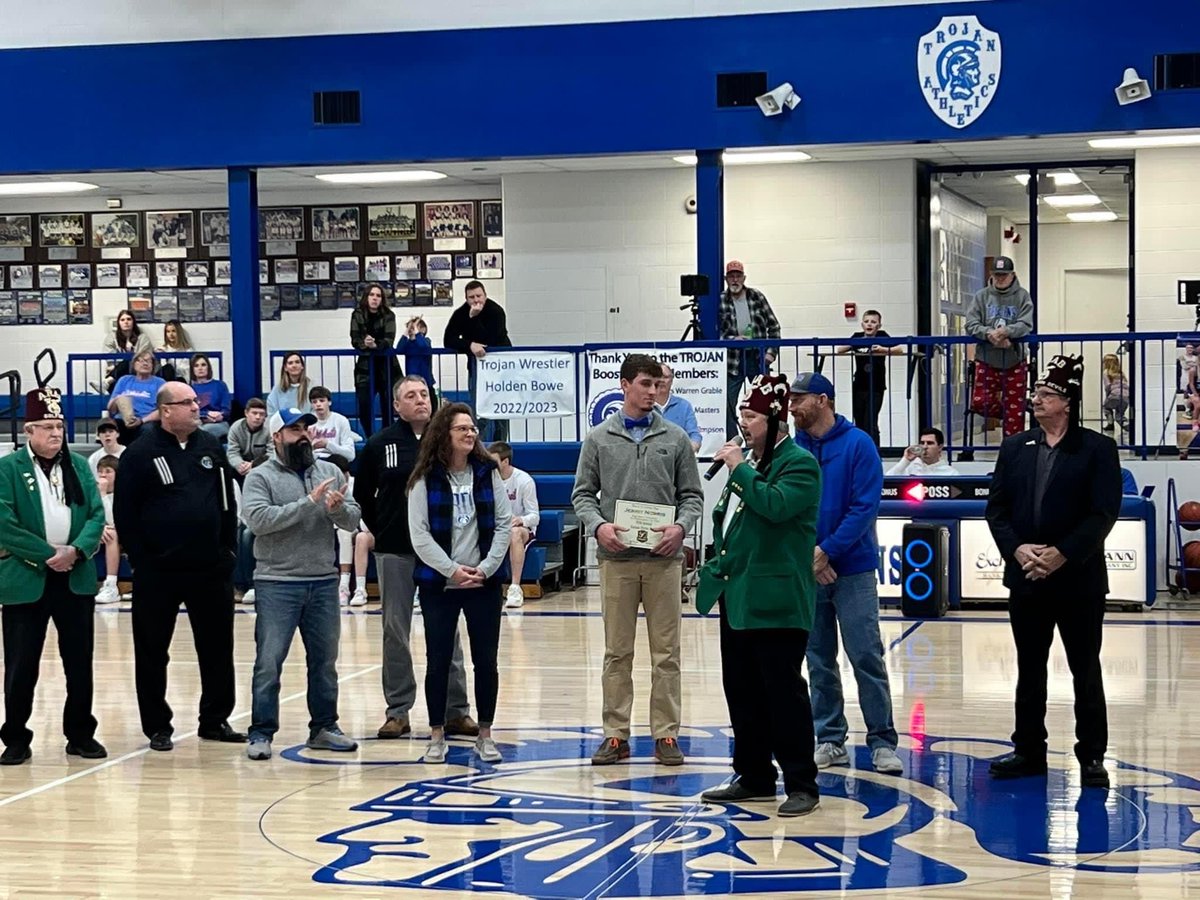 Jerrit Norris with the official invite to the Shrine Bowl tonight. Thanks to Donnie and the other Shriners for coming to Troy!