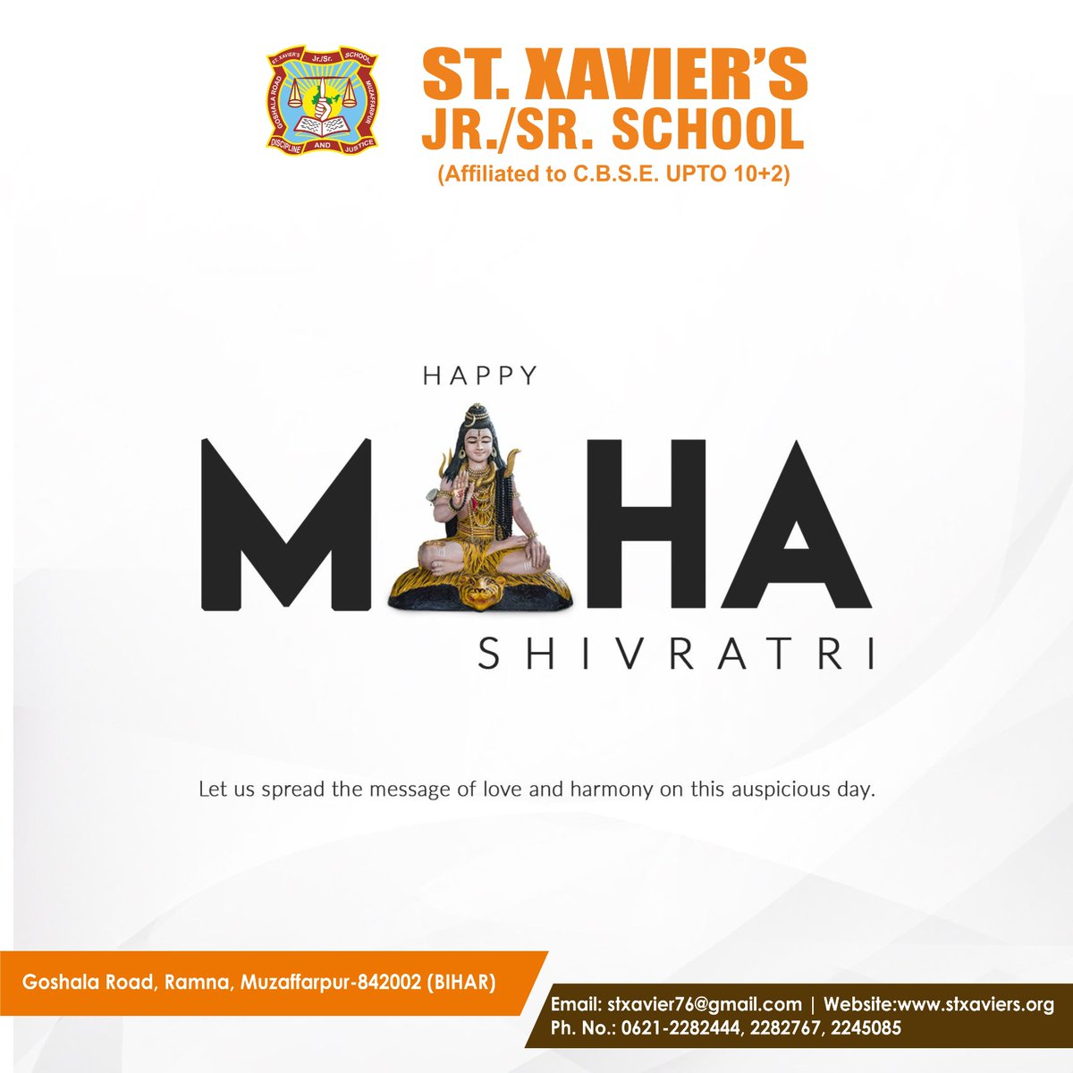 stxavierschool2's tweet image. Happy Maha Shivratri

#shivaratri #shivratri2023  #cbsetopper #admissionOpens #admissionopen2023 #future #kidsFuture #StXaviersSchool #bestschool #bestinstitute #bestintown #bestinfrastructure #bestfaculty #besteducation #school #institude #bestinmuzaffarpur #bestinfrastructure