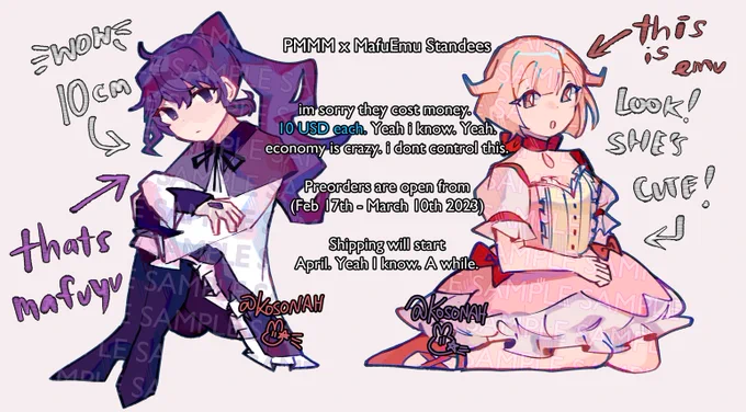 Excited to announce I'm opening preorders for these!Double printed acrylic standees! These will be 10cm tall with holographic sparkles. Preorders end March 10th 2023! Shipping will begin in April. Check out the link below! #prsk_FA #prsk_GL 