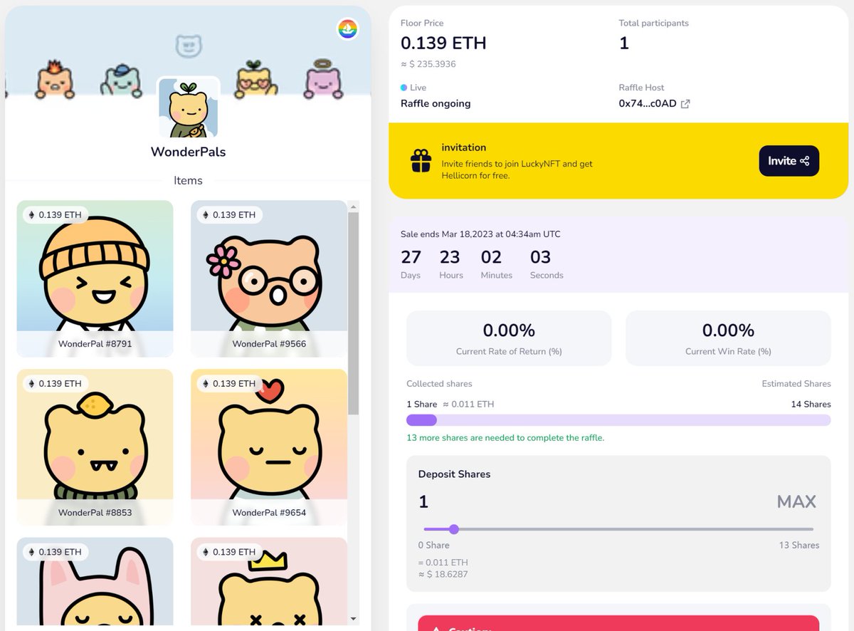 LuckyNFT_VIP's tweet image. 🍀Announcing the New NFT #LuckyRaffle!

Who will reject a cute @WonderPals? 0.011 ETH cost ONLY! Spend small &amp;amp; Win BIG!

Don't miss out on this amazing opportunity: luckynft.vip/detail/2859931…
Good luck to all those who enter!

#LuckyNFT #NFTGiveaway