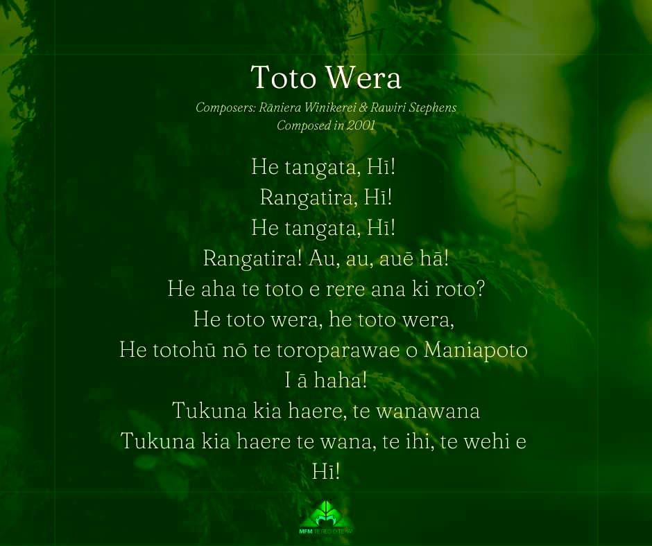 TOTO WERA | Following the feature story on the haka Toto Wera we uploaded last night, we've had several people ask for the kupu of the haka. 

Anei e takoto iho nei ko ngā kupu mō te haka Toto Wera. He mea tito e Rawiri Stephens rāua ko Rāniera Winikerei.