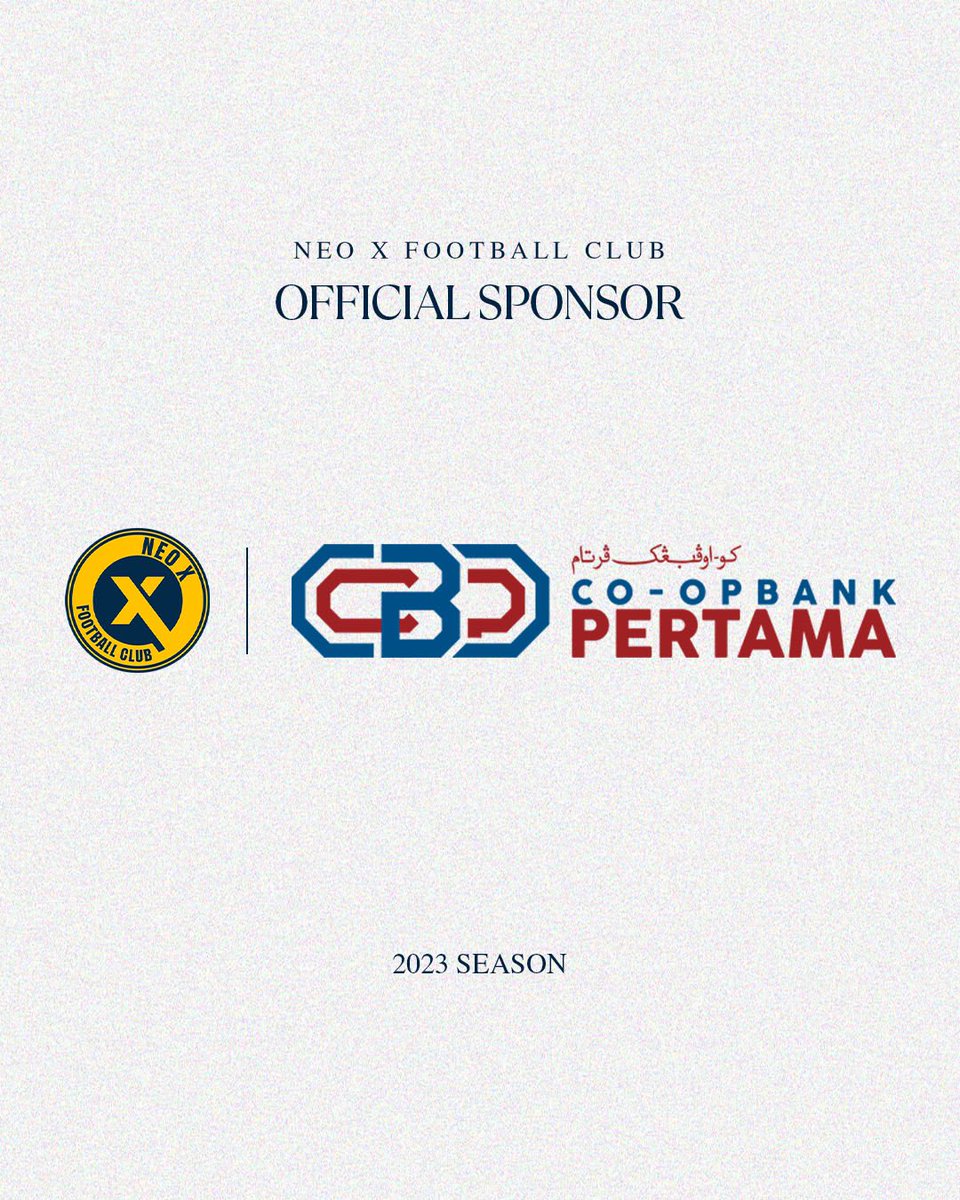 neoxfc_official's tweet photo. Sponsorship announcement | 2023 season

Co-Opbank Pertama officially part or Neo X Football Club journey as Gold Sponsor for 2023 season. https://t.co/jeOTnMemYf