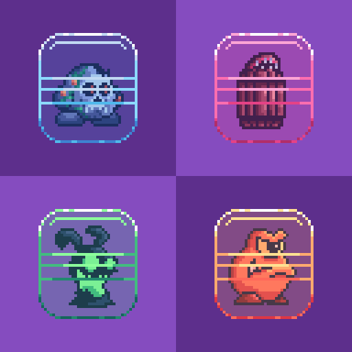 PabsoDesign's tweet photo. A set of #ToyCapsule critters for today's @Pixel_Dailies!
Who will you earn?
#pixel_dailies #pixelart #pixelartist #pixelartwork #aseprite #digitalart #DigitalArtist https://t.co/NUUooq8sFg
