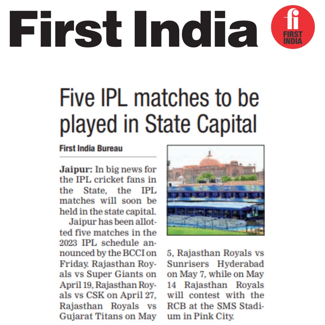 First India on Twitter "FIJaipur Five IPL matches to be played in