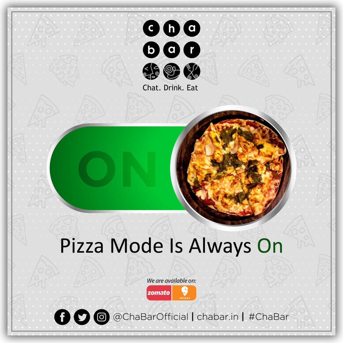There's no such thing as 'too much pizza'. When pizza mode is always on, every meal is a party! 

🎉🍕 #PizzaLover #PizzaMode #Foodie #PizzaIsLife #FoodGoals #ChaBar