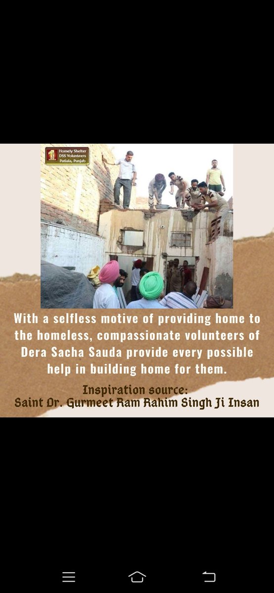 SoniaMa36594908's tweet image. It’s a dream of every person to have their own dream home, but those who can’t even afford a meal two times a day, how they will build their own home. But to give them a ray of hope, Let’s join hands together for these hopless people #HelpForHomeless 
Saint Gurmeet Ram Rahim Ji.