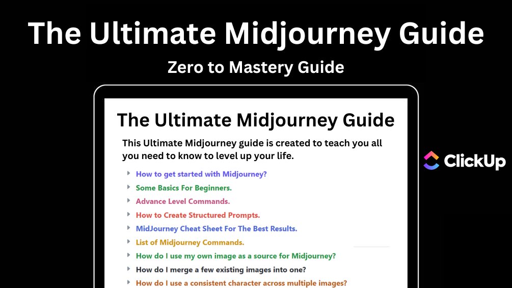 Hasan Toor ✪ (@hasantoxr) on Twitter photo Midjourney is the another most powerful AI tool in 2023.
But most people don't know how to use it.
That's why I built "The Ultimate Midjourney Guide".
And it’s FREE for the next 24 hours.
To get it, just:
1. Follow me <a href="/hasantoxr/">Hasan Toor ✪</a>
2. Like this tweet & Reply "SEND" Midjourney is the another most powerful AI tool in 2023.
But most people don't know how to use it.
That's why I built "The Ultimate Midjourney Guide".
And it’s FREE for the next 24 hours.
To get it, just:
1. Follow me <a href="/hasantoxr/">Hasan Toor ✪</a>
2. Like this tweet & Reply "SEND"