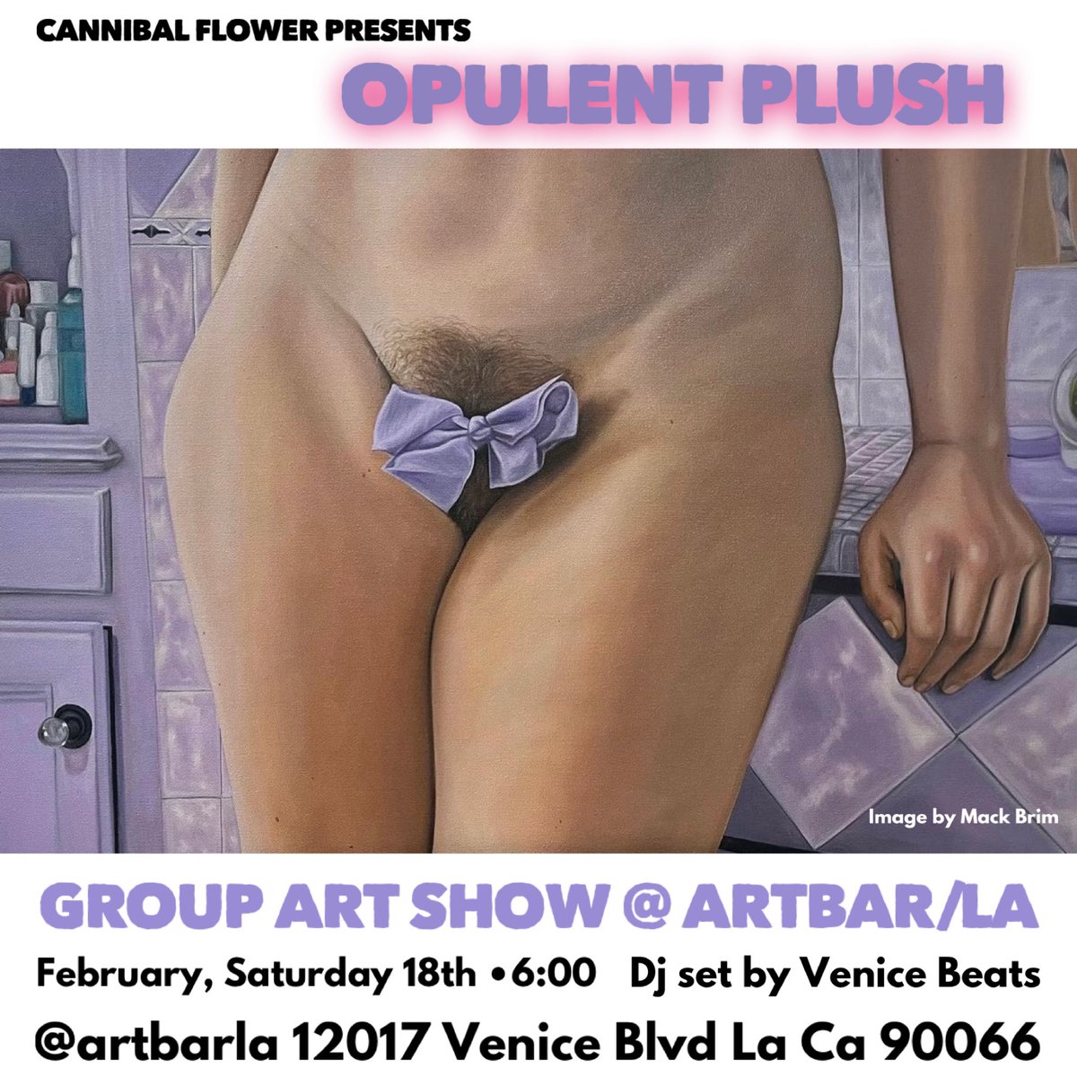 Saturday Night!
#CannibalFlower group show w/ #DJ set by #VeniceBeats! 
Join us <a href="/artbarla/">Art Bar LA</a> 6-10pm

#artshow #music #spirits #marvista #westlosangeles