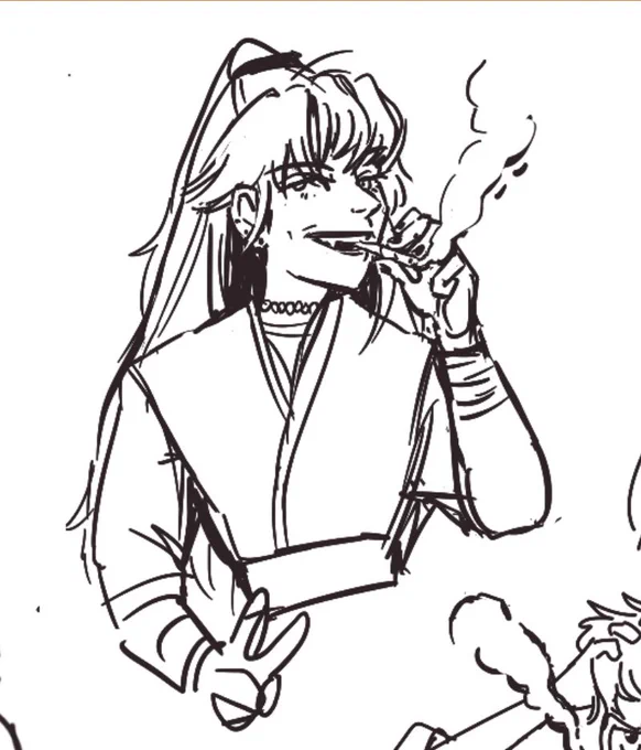 this is so silly Wwx chaotically smoking cigs, a blunt, and holding a gun?? 