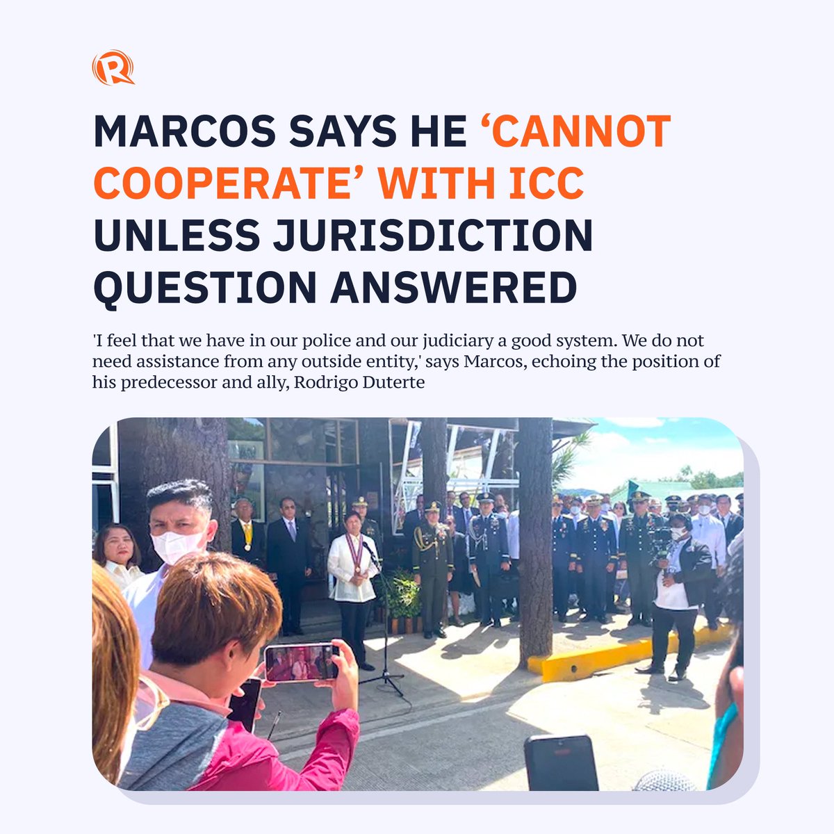 rapplerdotcom's tweet photo. President Marcos said on Saturday, February 18, that he “cannot see” what the jurisdiction of the ICC is, even as the tribunal said it would move forward with its investigation into the drug war killings under former president Duterte.

READ: https://t.co/kmLiwh7sHt https://t.co/FXrbnhCOKP