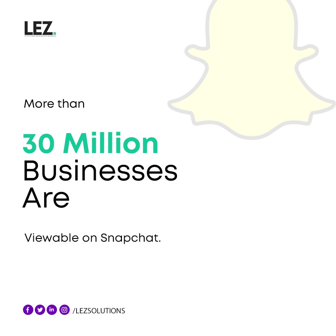 LEZSolutions's tweet photo. More than 30 million businesses are viewable on Snapchat.
.
.
#business #success #onlinebusiness #snapchatchallenge #postoftheday #information #stats #lezsolutions #following #socialmedia #digitalmarketing #digitalworld https://t.co/rj5BFgspJ7