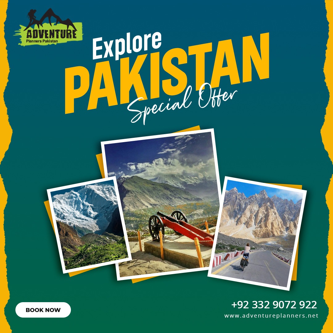APlannersPak's tweet photo. Explore Pakistan Special offer from Local Company, no hidden charges, Fix departure... Limited seats are left so grab yours today
Contact us and avail this limited offer
Adventure Planners Pakistan | Travel &amp; Tour Agency 
 Call us at +92 332 9072 922
https://t.co/bH5agjMF8m https://t.co/hLWWZZxZ0c