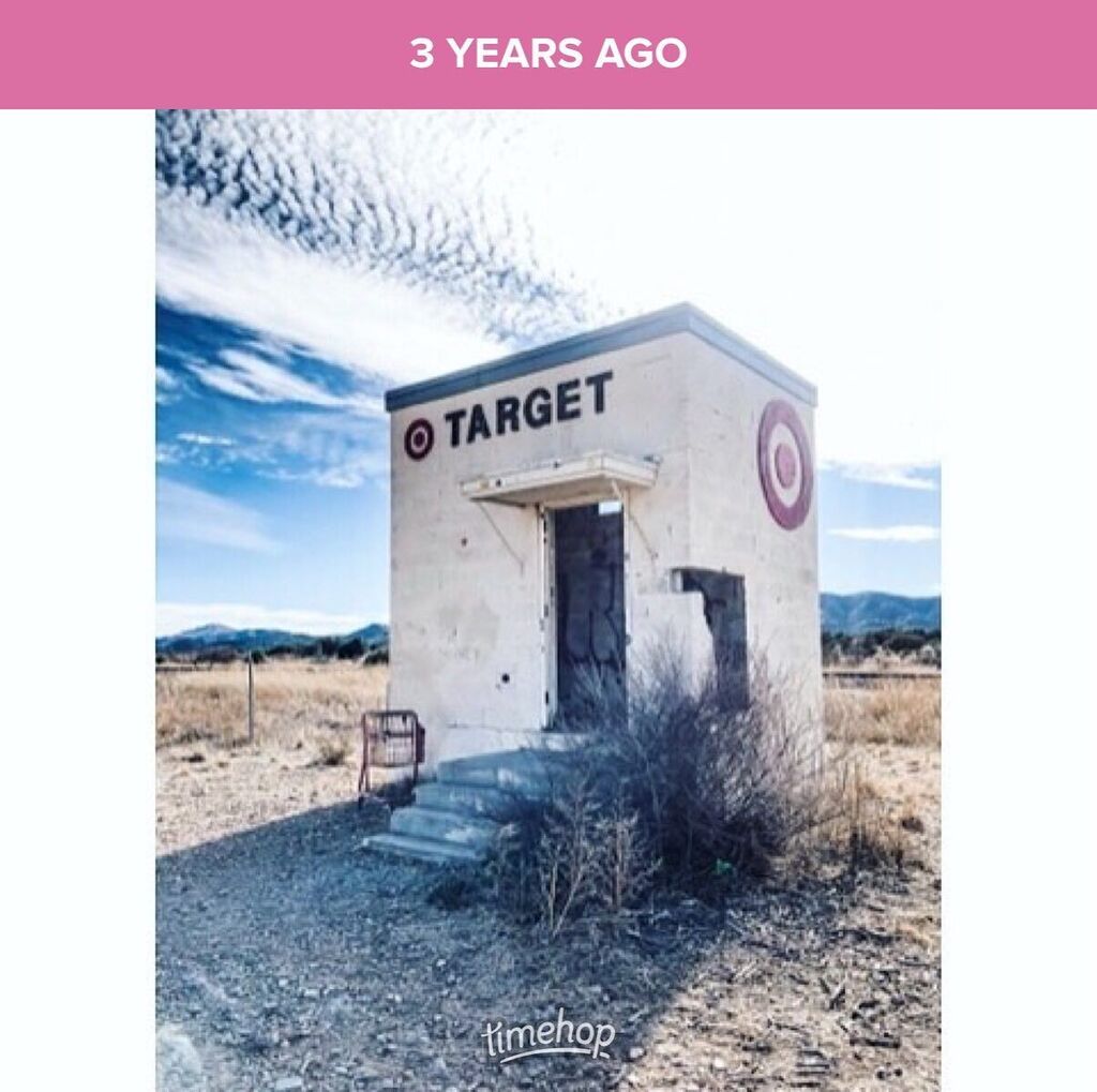 Three years ago in the middle of literally nothing, we found the tiny Target.  They have since torn it down which seems unnecessary to me.  It’s not near as classy as Prada Marfa but us Target people need fashion representation in strange desert art inst… instagr.am/p/CoyxGFGuKEO/