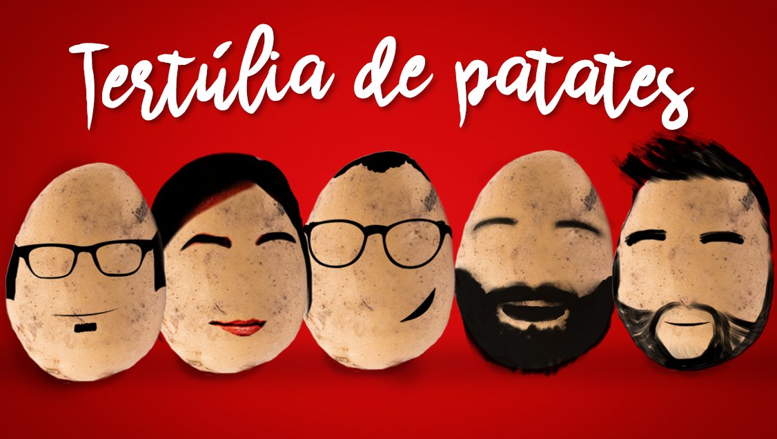 vialliure's tweet photo. 👉 🥔 No us volem fer esperar més. Que comenci la tertúlia que mai de la vida us deixarà indiferents: la #TertúliaDePatates

😃 Moment per descobrir el que ha sorprès aquesta setmana als patateros i patatera @claramolins @xpuig75, @jllgarcia i el retornat @tonimunoz https://t.co/pIjD4hN8EU