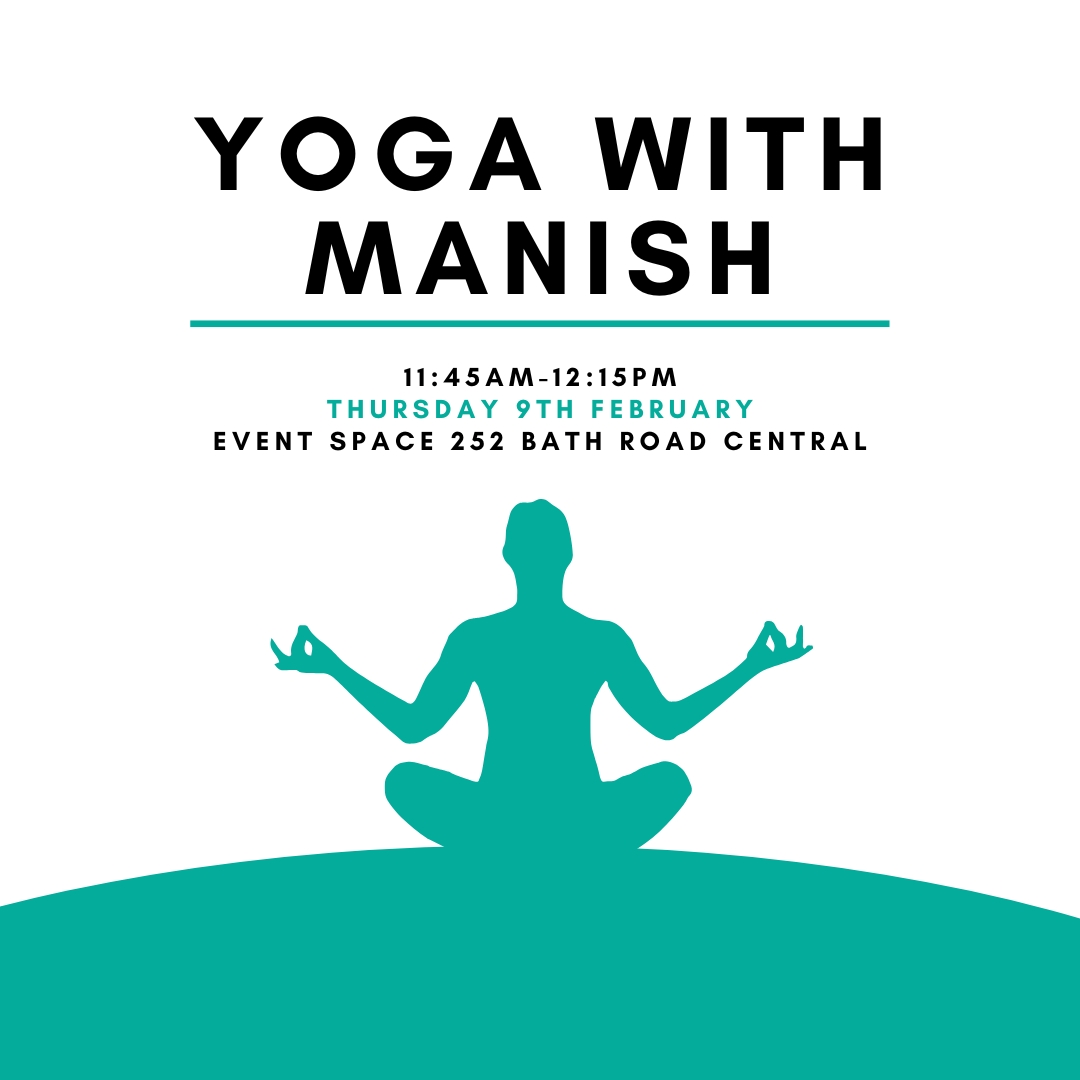 Join Manish Thursday 9th March. 🧘

⏰ 11.45am-12.15pm
📍 Event Space 252 Bath Road Central

To book a space please email events@bathroadcentral.com with your name and company.