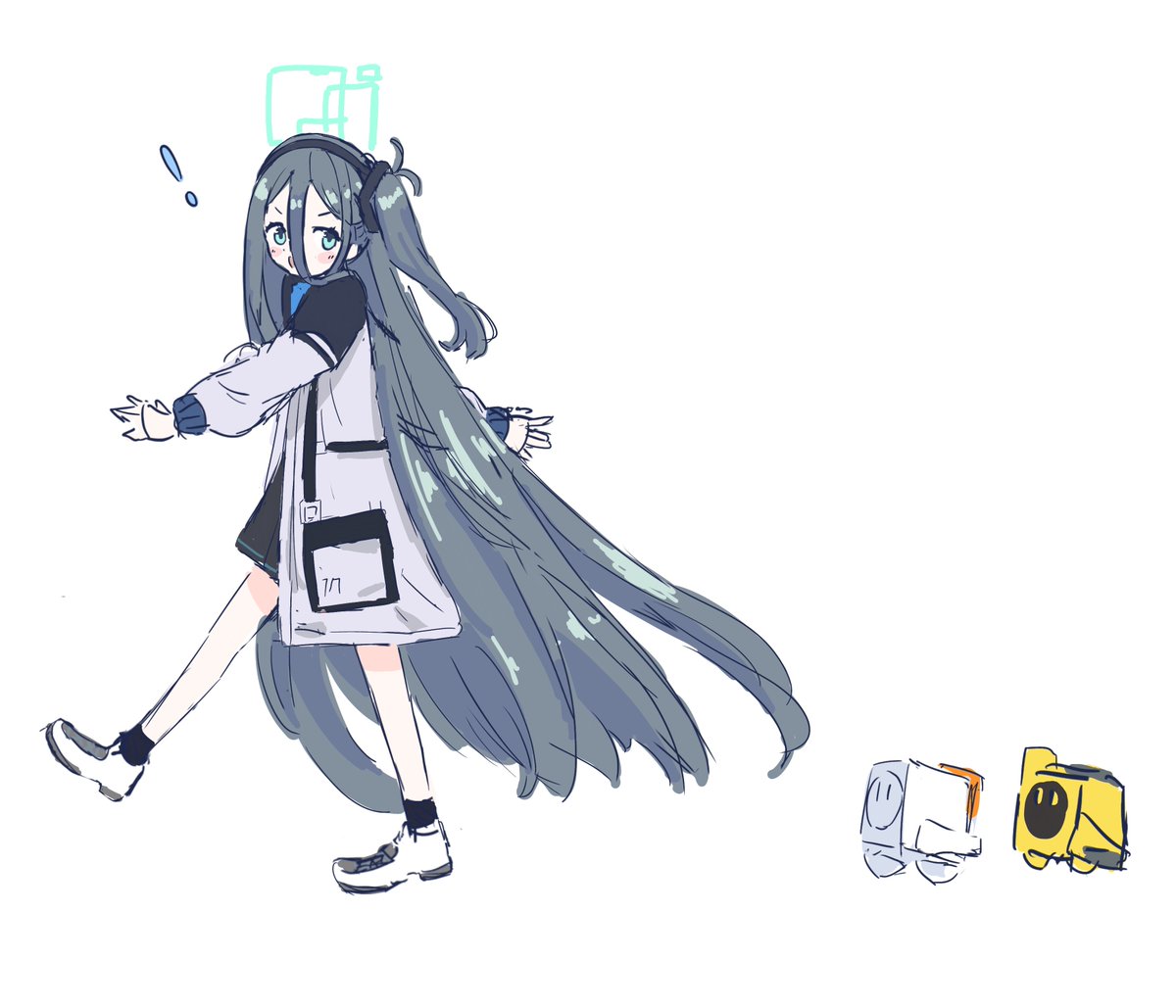 aris (blue archive) 1girl ! long hair very long hair halo white background black hairband  illustration images