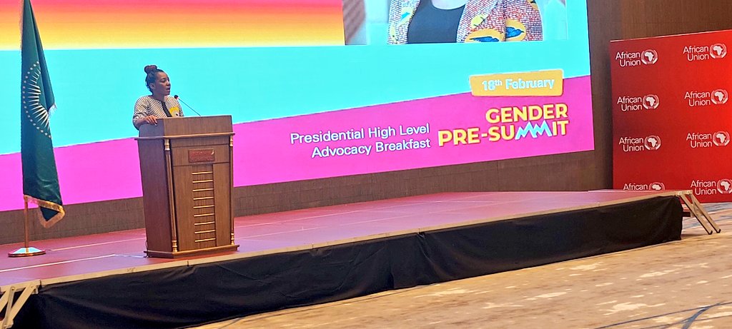 AU_WGYD's tweet photo. The Director of the @AU_WGYD, Ms @maprude moderating the Introductory Remarks and Presentations session as the #AUGenderPreSummit Presidential High-Level Advocacy Breakfast commences.

#AUSummit https://t.co/0iFbVEs0LW