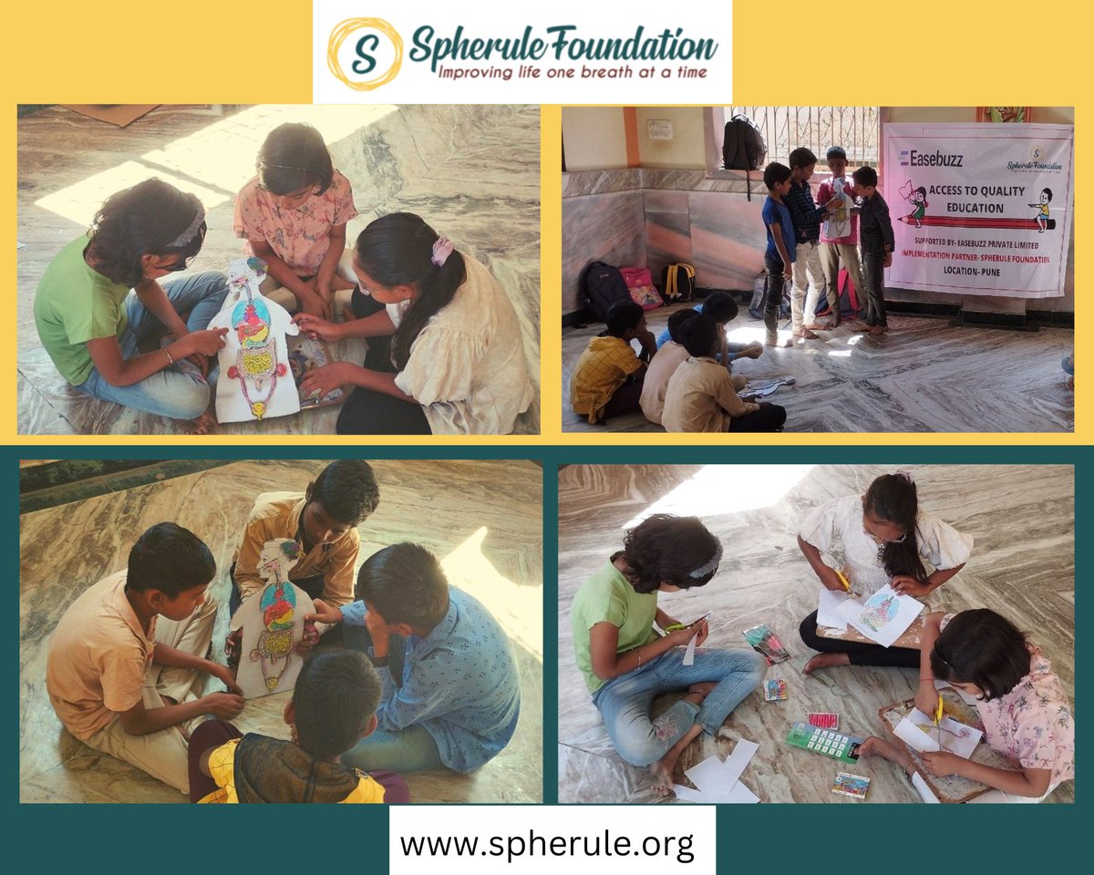 The students from our community class at Mahalunge Padale, Pune are currently learning about the human body through activity-based learning.  We would like to express our gratitude to Easebuzz Pvt Ltd for their CSR support. 
 #EducationForAll #EasebuzzCares  #SpheruleFoundation