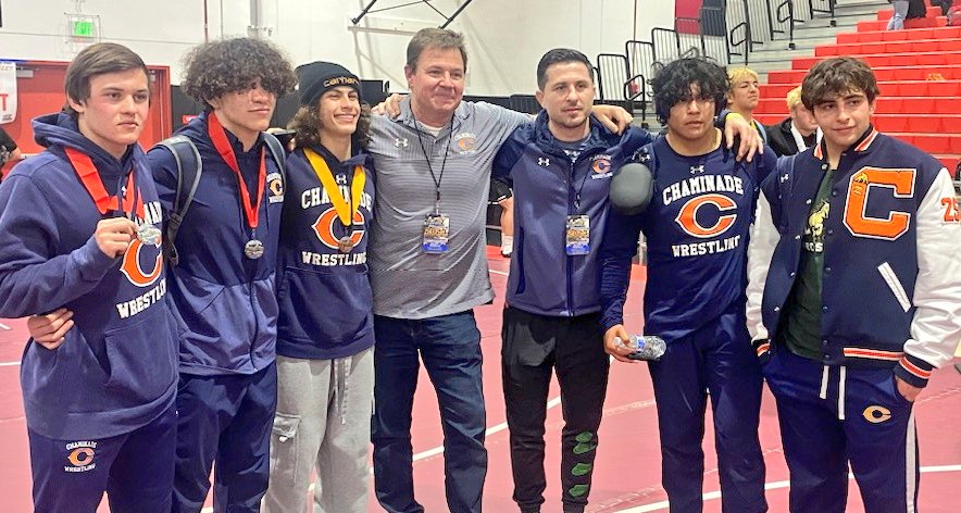 NADEWRESTLING's tweet photo. Chaminade sets school record 5 State qualifiers going to Bakersfield next week (Yousef Jubrail, Slava Shahbazyan, Spencer vonSavoye, Kris Castro and Primo Catalano). Chaminade took 7th place as a team at Masters today.  177 wrestling teams participated today. https://t.co/o99G7uROzH