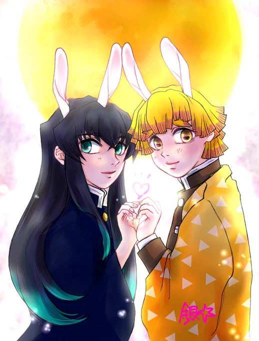 ようやくでけたっっっほんとは今年の用今日は何日だっけか………(๑°༥°๑)むいとぜん可愛く描けたでも塗りは未だ迷走中( •-• )ナンダヨ 