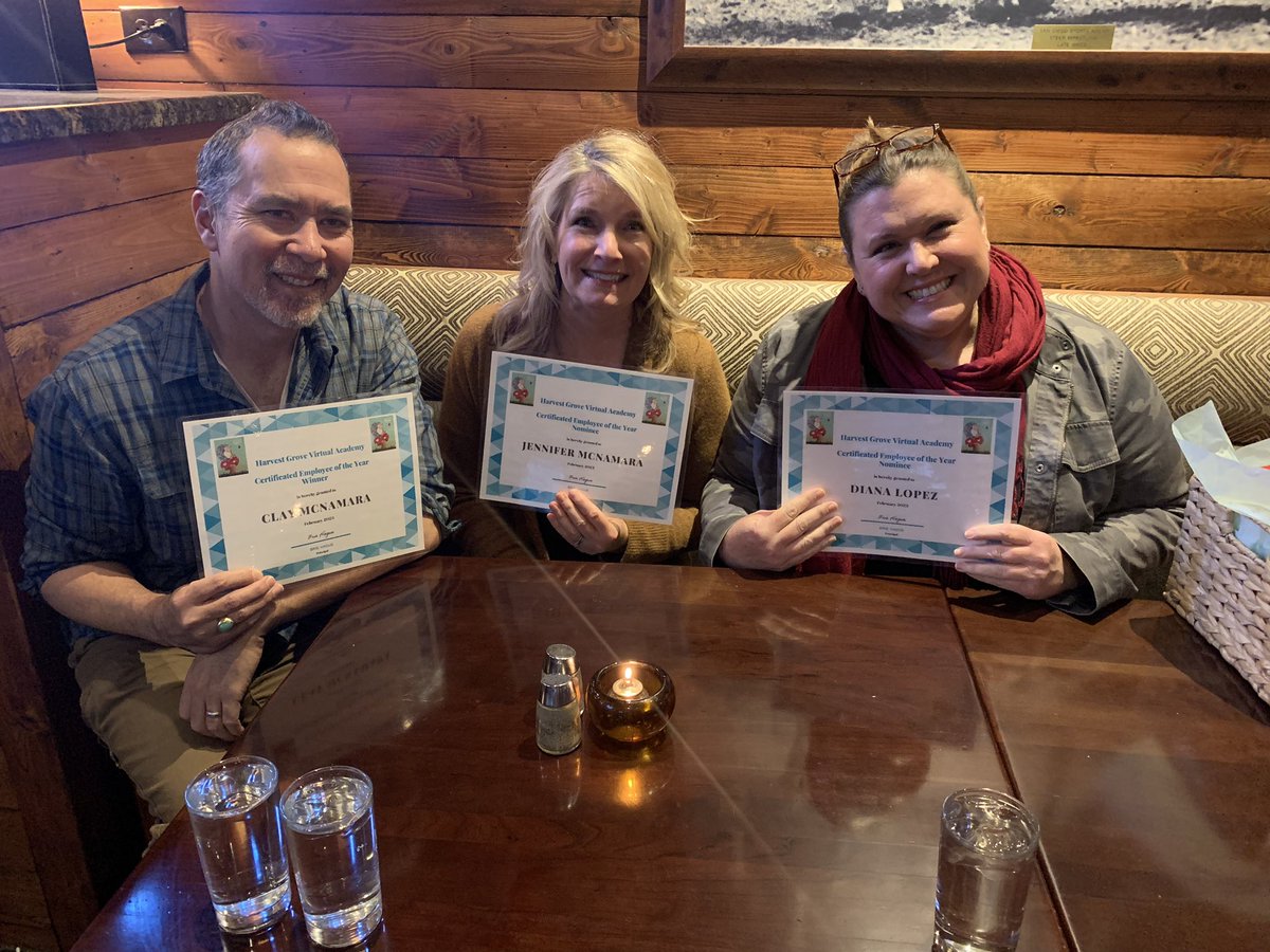 HarvestGroveVA's tweet image. Congratulations to Harvest Grove’s Certificated EOY nominees Jennifer McNamara and Diana Lopez and our 2022-23 Certificated EOY winner, Clay McNamara. Three outstanding teachers! #weareBUSD #harvestgrovevirtualacademy #independentstudy #homeschool