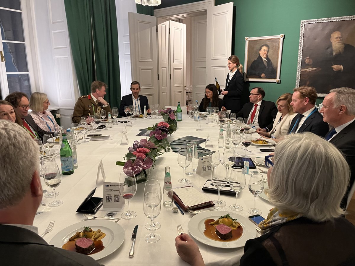 Erin Sikorsky (@erinsikorsky) on Twitter photo First rate <a href="/IMCCS_/">International Military Council on Climate Security</a> & <a href="/NATO/">NATO</a> dinner <a href="/MunSecConf/">Munich Security Conference</a> last night -- with government, private sector & NGO perspectives on speeding the military clean energy transition.
Thanks to <a href="/davidvanweel/">David van Weel</a> & <a href="/MiddendorpTom/">Tom Middendorp</a> & all our participants! #climatesecurity #MSC2023 First rate <a href="/IMCCS_/">International Military Council on Climate Security</a> & <a href="/NATO/">NATO</a> dinner <a href="/MunSecConf/">Munich Security Conference</a> last night -- with government, private sector & NGO perspectives on speeding the military clean energy transition.
Thanks to <a href="/davidvanweel/">David van Weel</a> & <a href="/MiddendorpTom/">Tom Middendorp</a> & all our participants! #climatesecurity #MSC2023